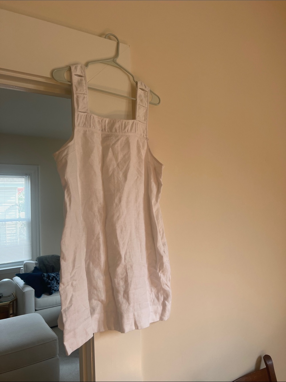 Madewell White Linen Square-Neck Mini Dress NWOT